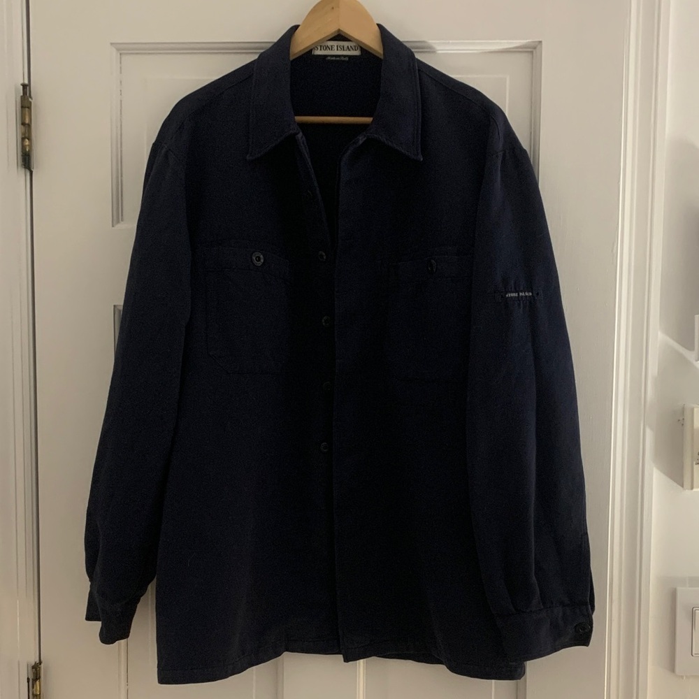 Stone Island Dark Blue Shirt Jacket, Size XL. Made in Italy. Excellent condition